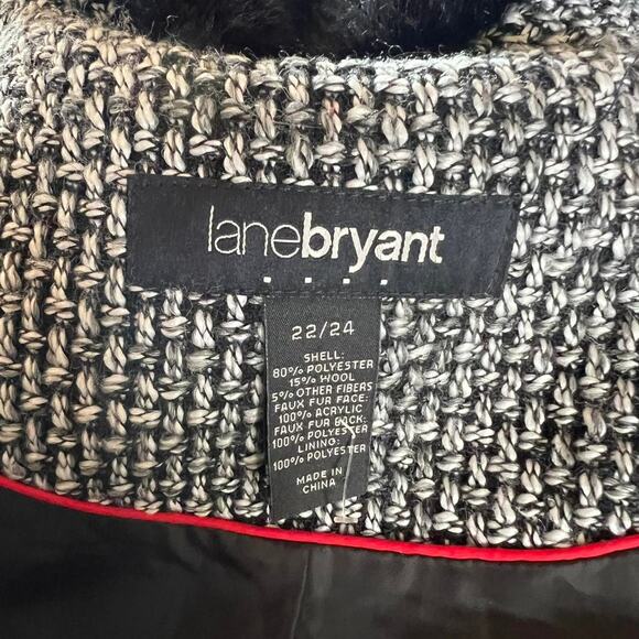 Grey & Black Tweed Peacoat Coat With Removable Faux Fur Collar - Picture 8 of 8